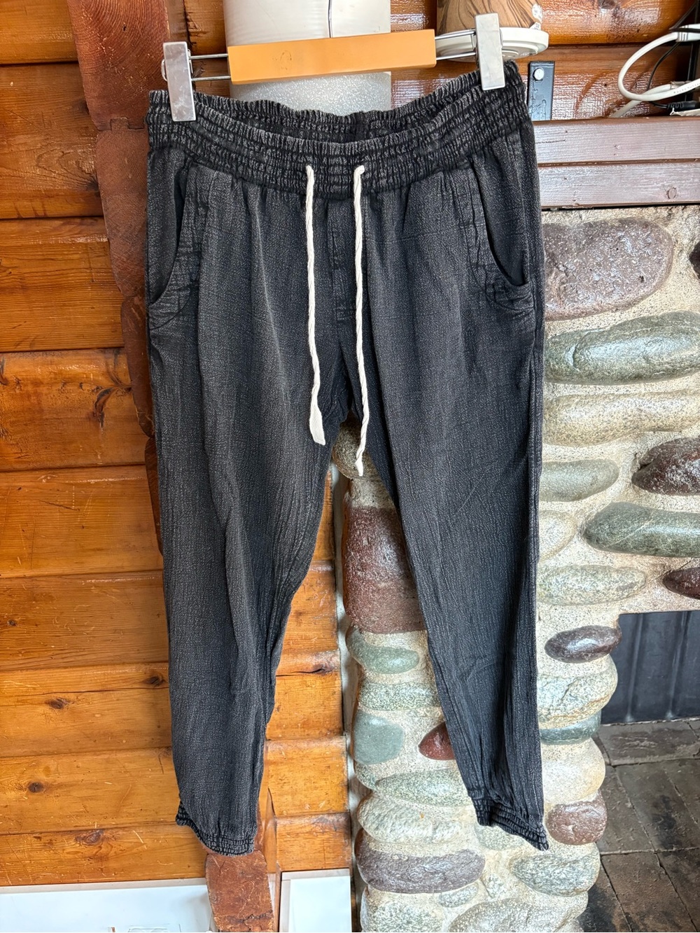 Rip Curl Textured Black Cotton Jogger Harem Pants XS